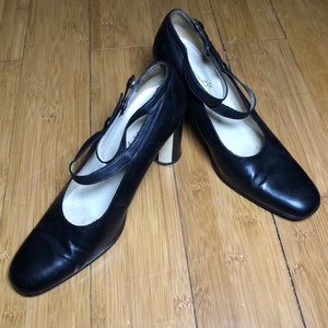 Vintage Black & White Striped High Heels